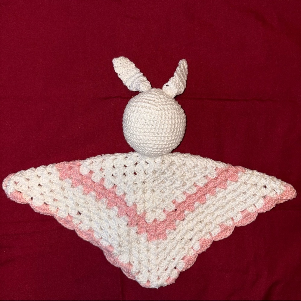 Hand-Crochet Baby Lovey Blanket with Bunny Design - Picture 5 of 6